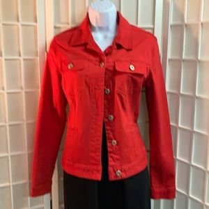 Jean jacket (red), long sleeve w/ silver buttons